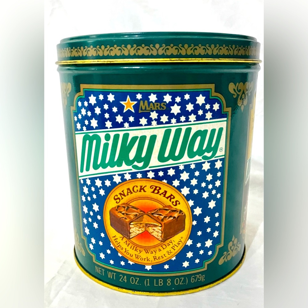 Vintage Mars Milky Way Candy Bars Chocolate Collectible Metal Tin Canister 32 oz